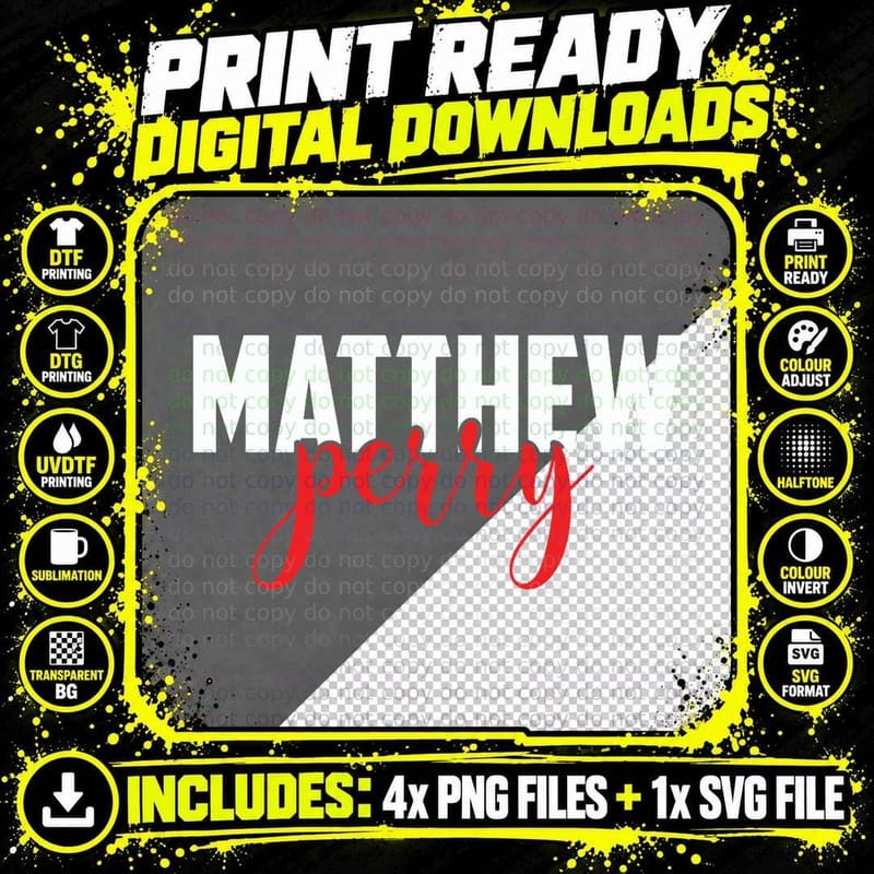 Matthew Perry T-Shirt, Comedy Legend, Retro TV Fan Png SVG Digital Bundle