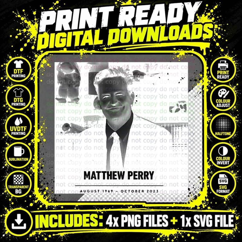 Matthew Perry T-Shirt, Iconic Actor Style Png SVG Digital Bundle