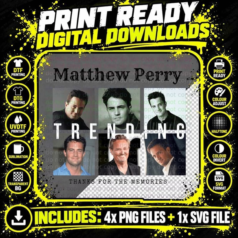Matthew Perry Trending T-Shirt, Actor Fan Art Png SVG Digital Bundle