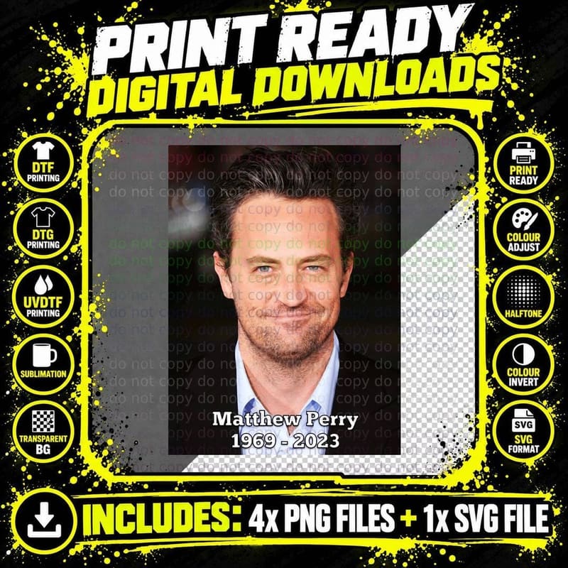 Matthew Perry Tribute T-Shirt, Celebrity Icon Png SVG Digital Bundle