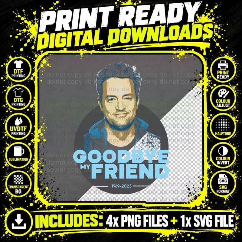 Matthew Perry Tribute T-Shirt, Classic Comedy Icon Png SVG Digital Bundle
