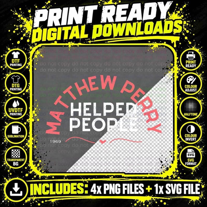 Matthew Perry Tribute T-Shirt, Comedy Legend Png SVG Digital Bundle