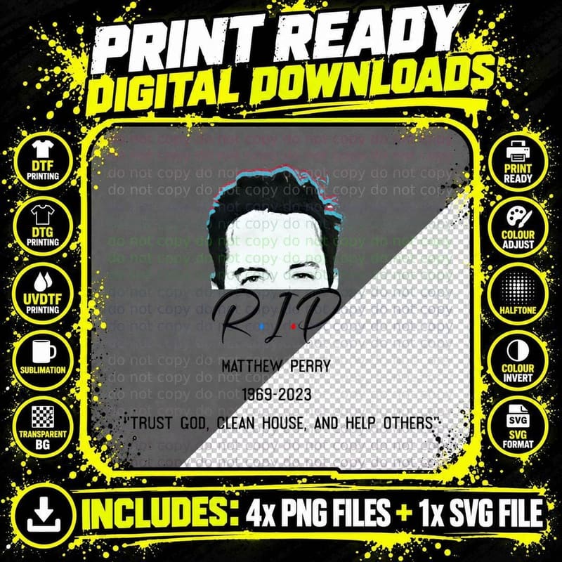 Matthew Perry Tribute T-Shirt, RIP Design Png SVG Digital Bundle