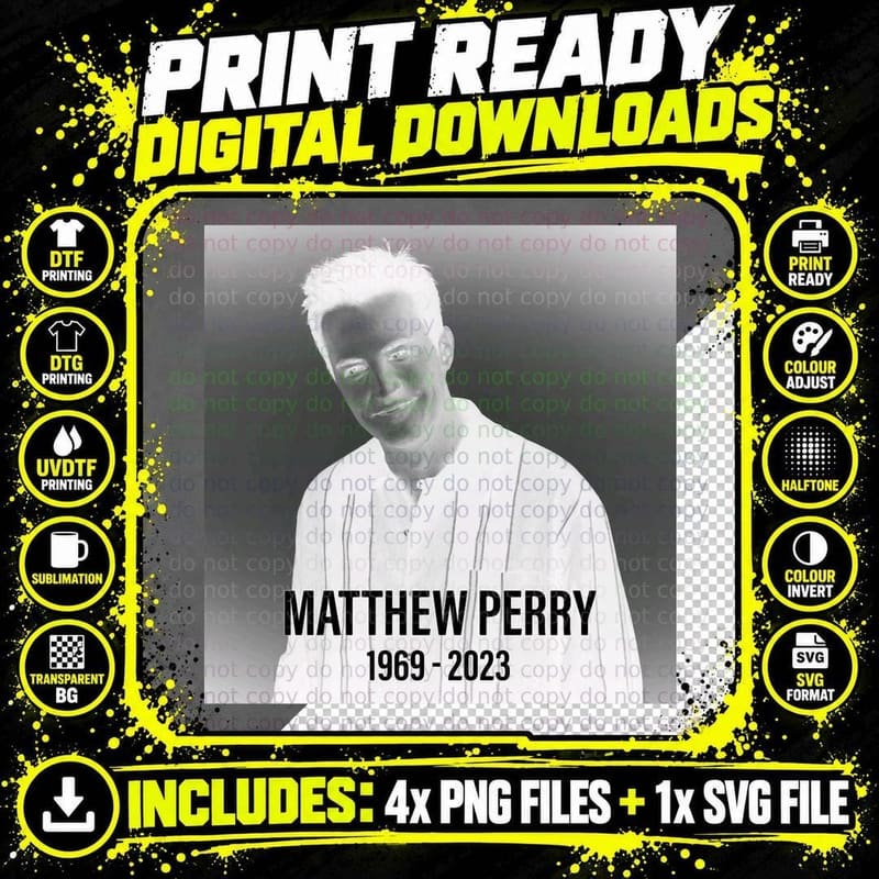 Matthew Perry Tribute T-Shirt, Vintage Actor Style Png SVG Digital Bundle