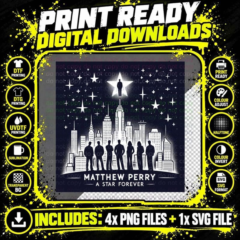 Matthew Perry a Star Forever T-Shirt, Memorial Tribute Png SVG Digital Bundle