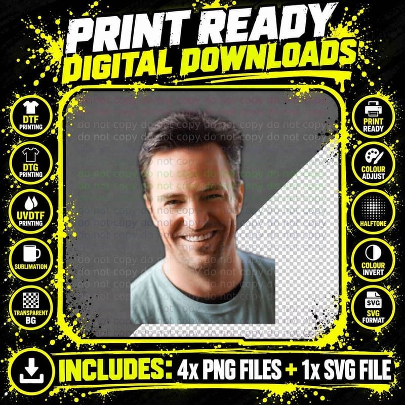 Matthew Perry, Comedy Icon, Classic Actor Style T-Shirt Png SVG Digital Bundle