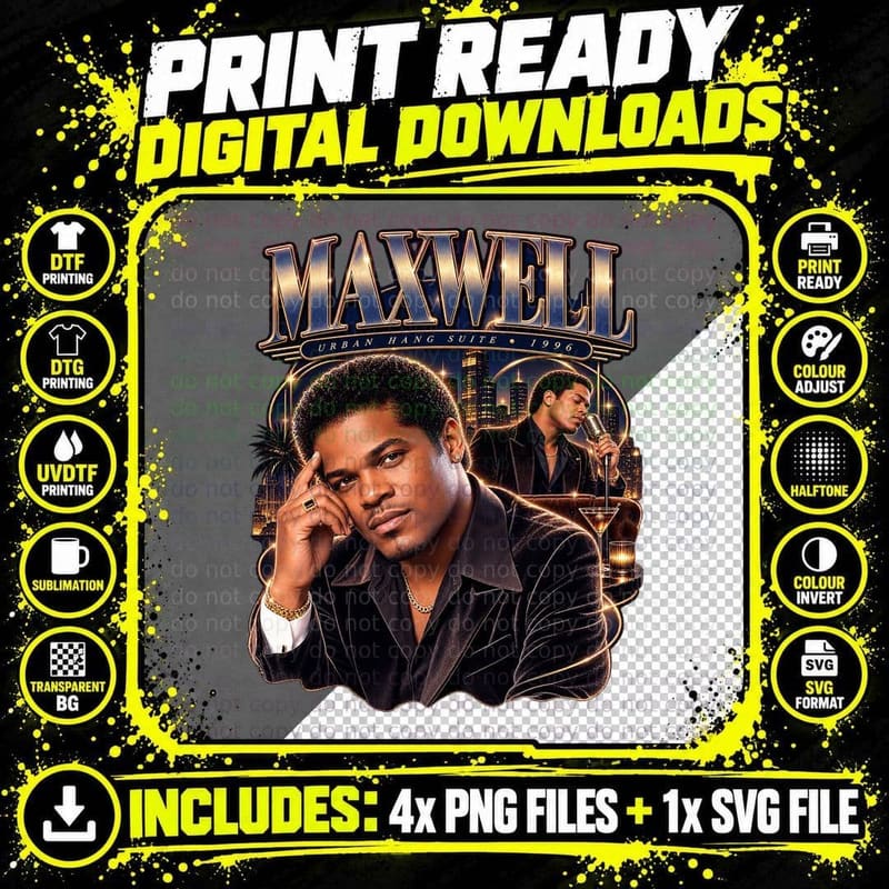 Maxwell Urban Hang Suite 1996 Vintage Neo Soul R&b Png SVG Digital Bundle
