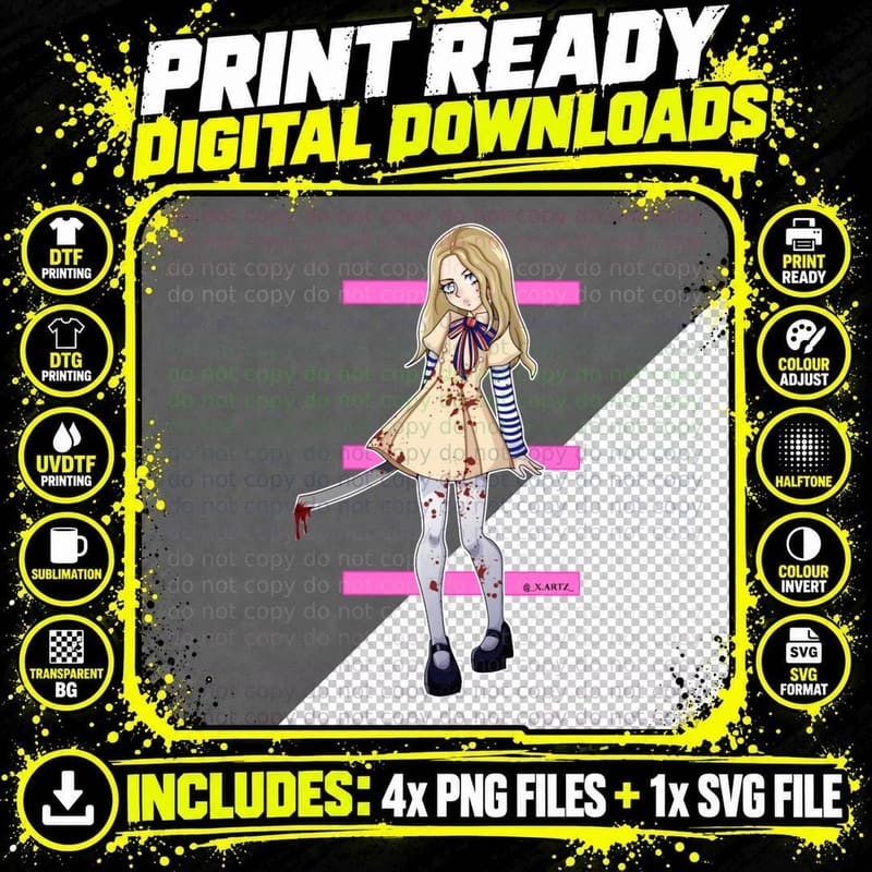 Megan Killer Doll Alt Design Classic T-Shirt Png SVG Digital Bundle