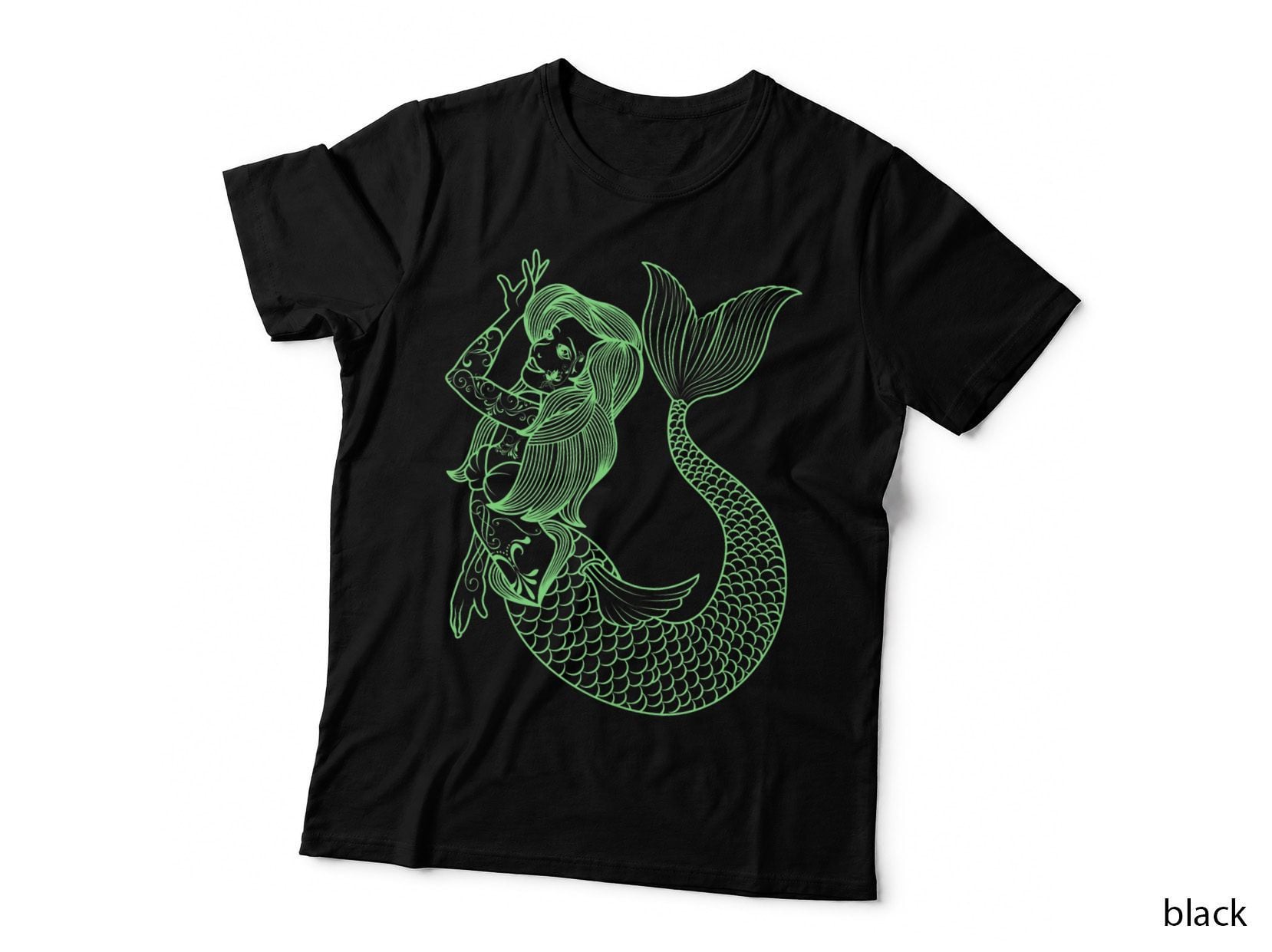 Mermaid Tattoo Vintage Art, Sailor Tattoo Style Art Design T-Shirt