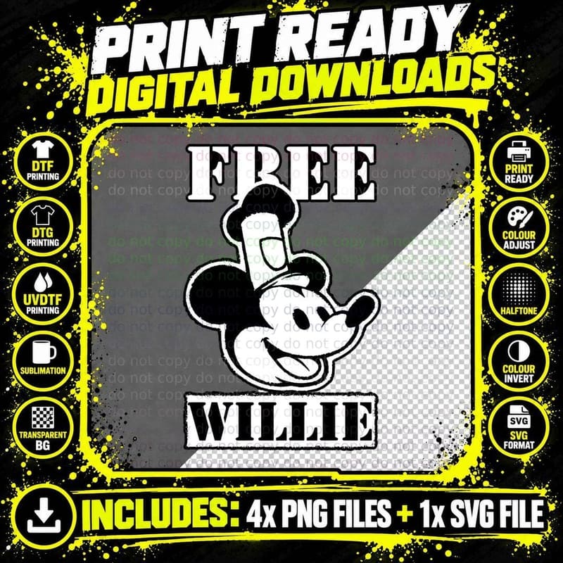 Mickey Mouse T-Shirt, Vintage Character Tee, Gift For Png SVG Digital Bundle