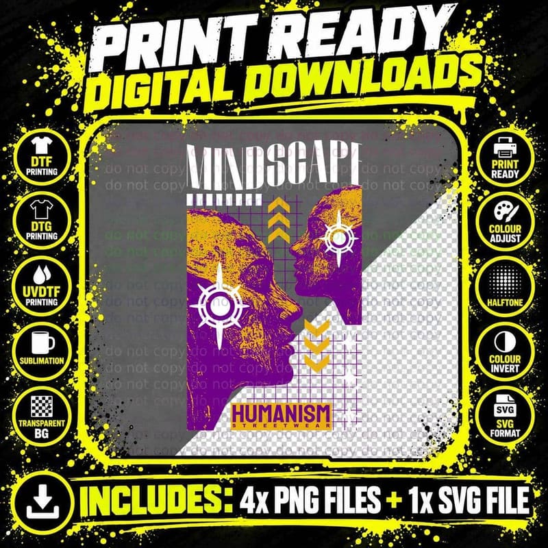 Mindscape Retro Urban Streetwear T-Shirt Png SVG Digital Bundle