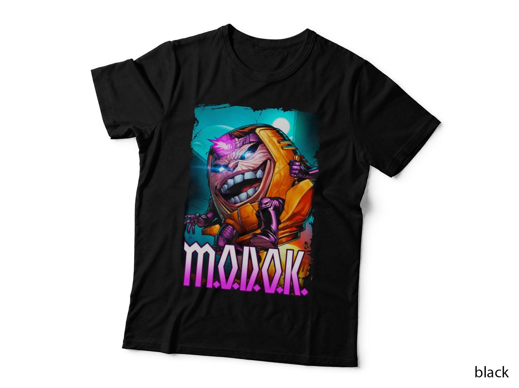 Modok Villain Oversized Head, Neon Retro Comic Art T-Shirt