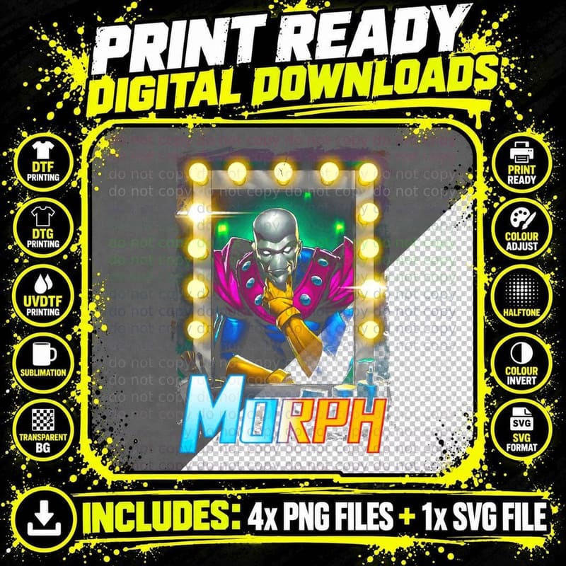 Morph X-Men at Dressing Room Mirror Png SVG Digital Bundle