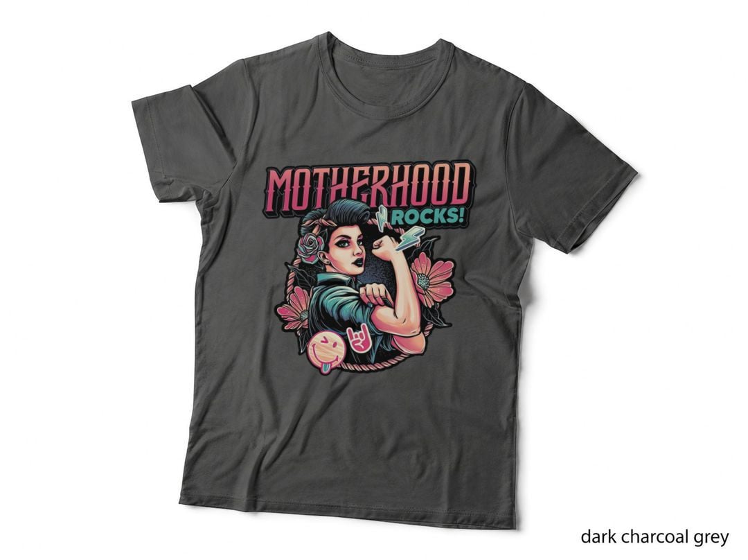 Motherhood Rocks T-Shirt, Vintage Rockabilly Tee, Gift for Moms