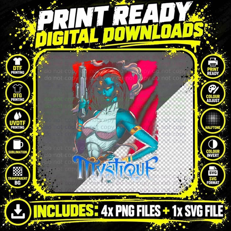 Mystique with Rifle and Red Spotlight Png SVG Digital Bundle