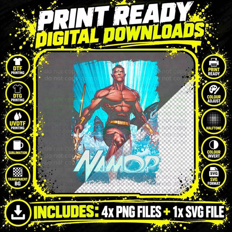 Namor the Sub-Mariner T-Shirt, Retro Comic Art Png SVG Digital Bundle