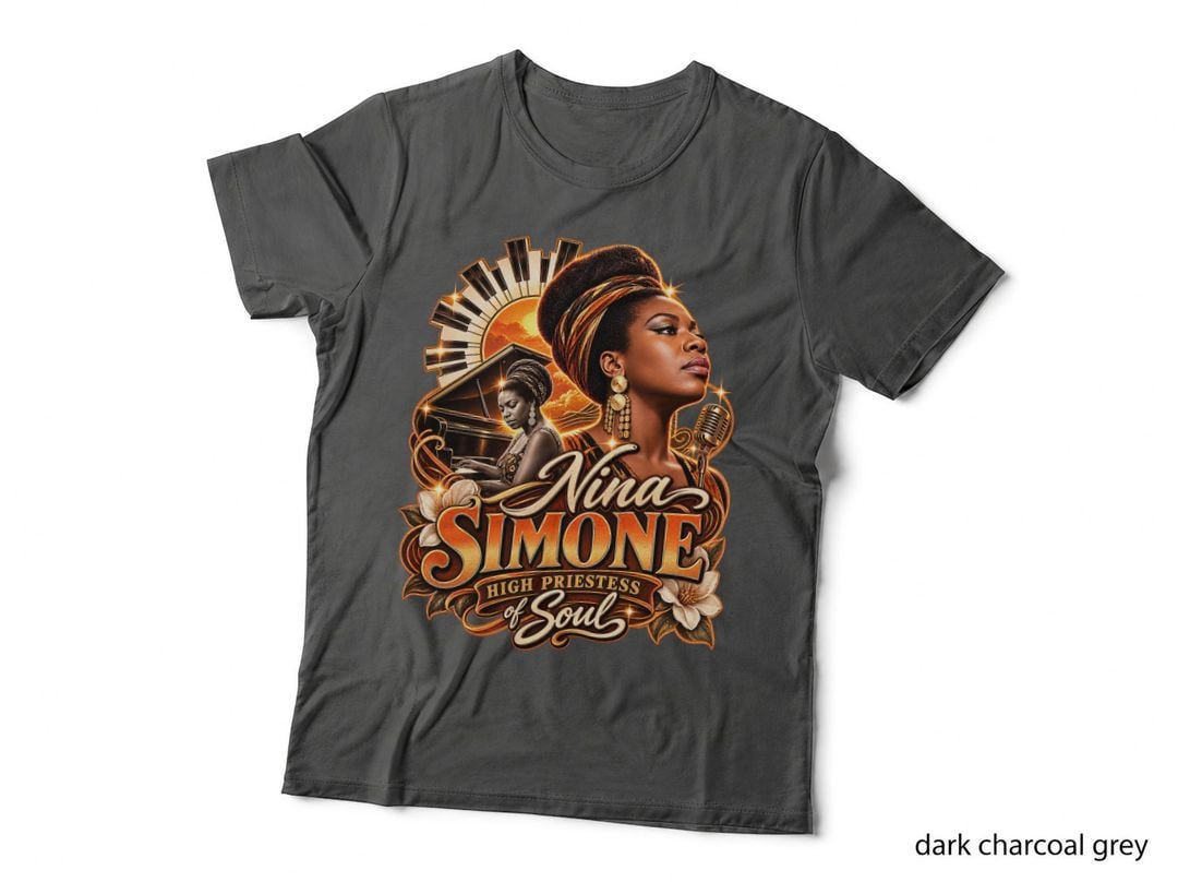Nina Simone High Priestess of Soul Vintage Jazz Piano Burnt Orange Retro T-Shirt