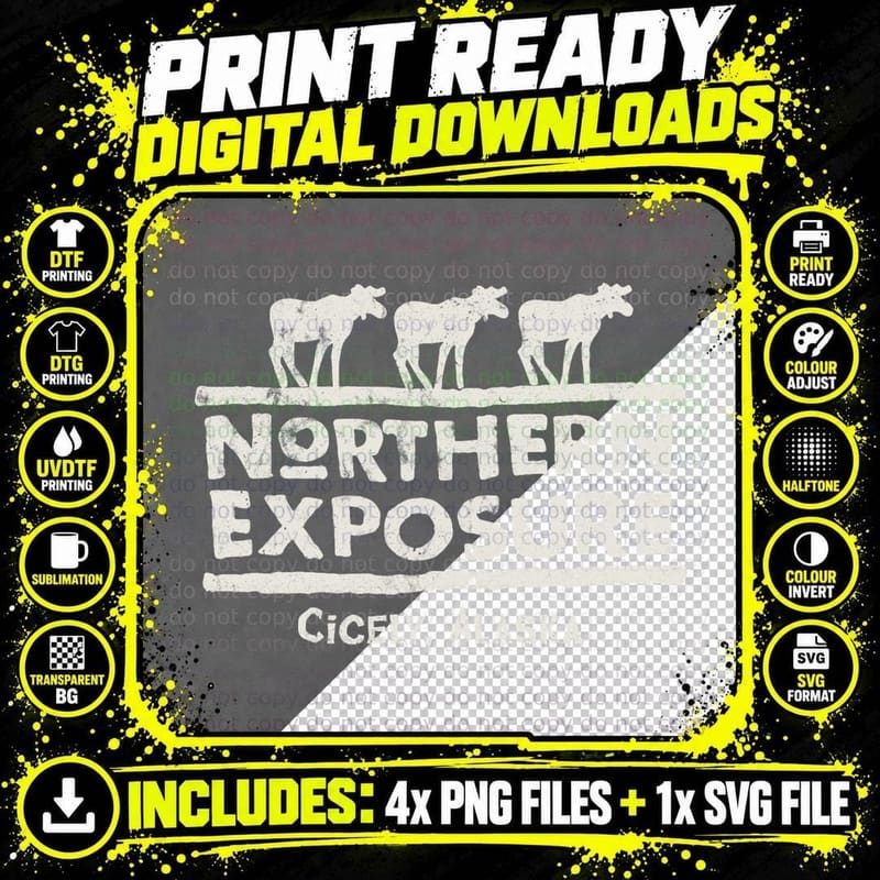 Northern Exposure T-Shirt, Cicely Alaska Three Moose Png SVG Digital Bundle