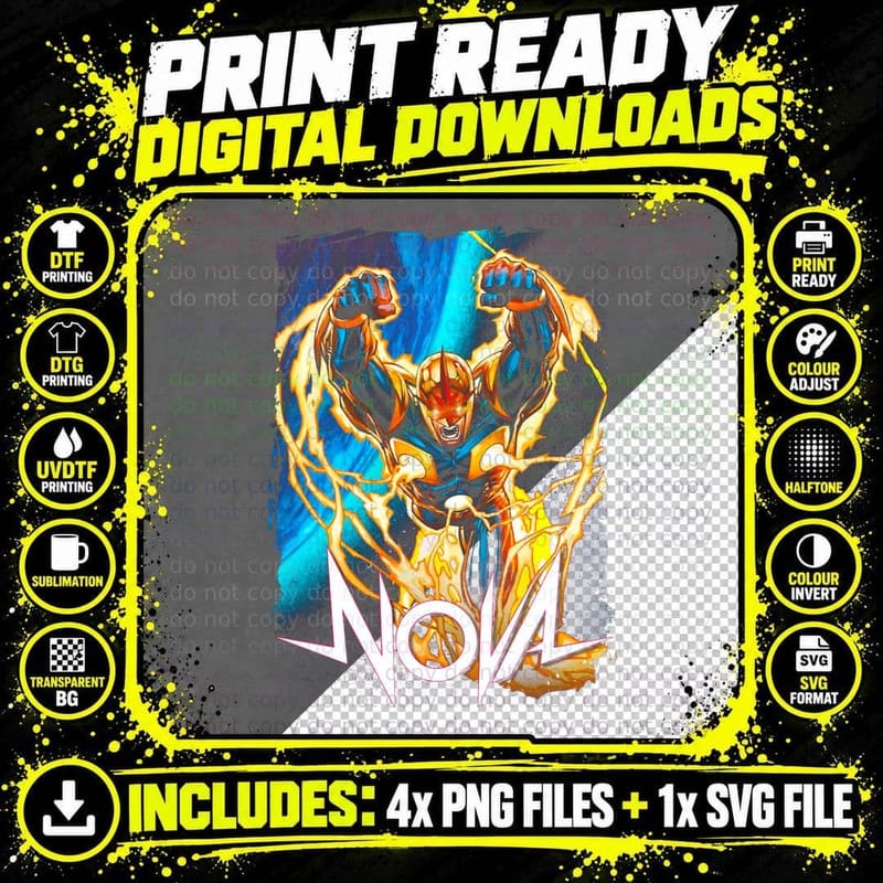 Nova Corps T-Shirt, Retro Comic Art Png SVG Digital Bundle