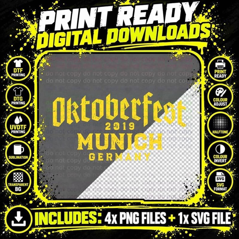 Oktoberfest 2019 Munich Germany Vintage Drinking Team Png SVG Digital Bundle