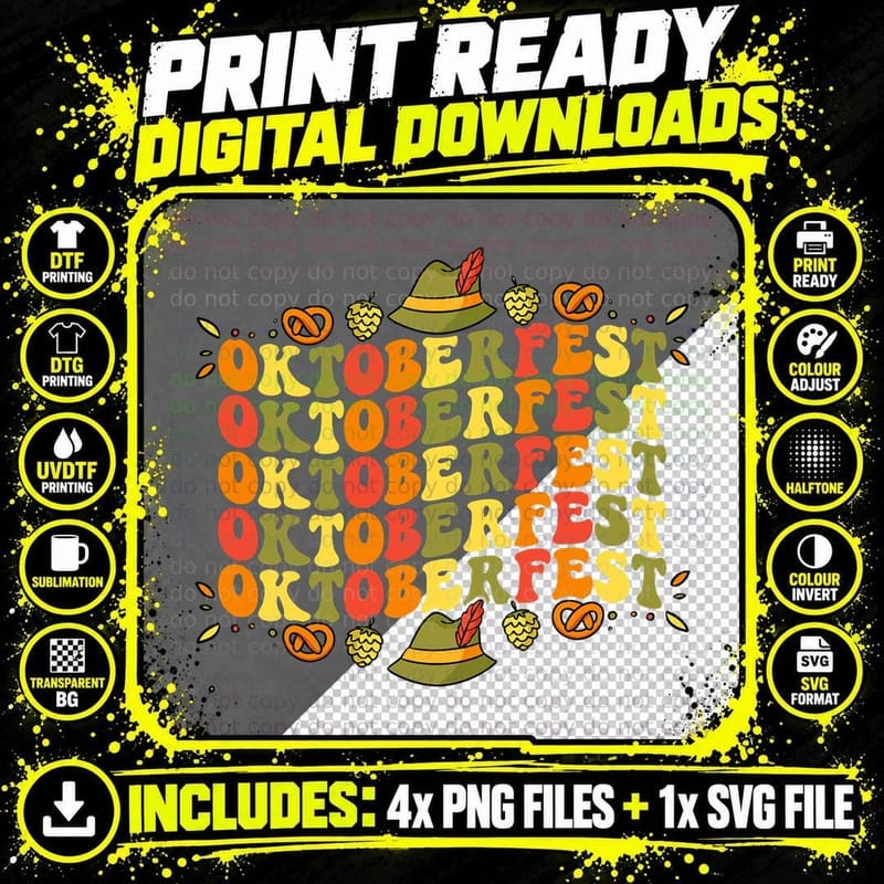 Oktoberfest Retro Groovy German Things Bavarian Festival Png SVG Digital Bundle
