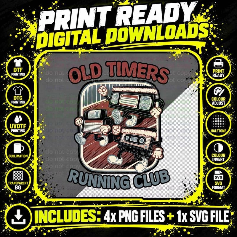 Old Timers Running Club T-Shirt, Vintage Running Tee Png SVG Digital Bundle