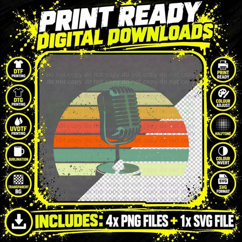 Open Mic, Comedian, Stand up Comedy Png SVG Digital Bundle