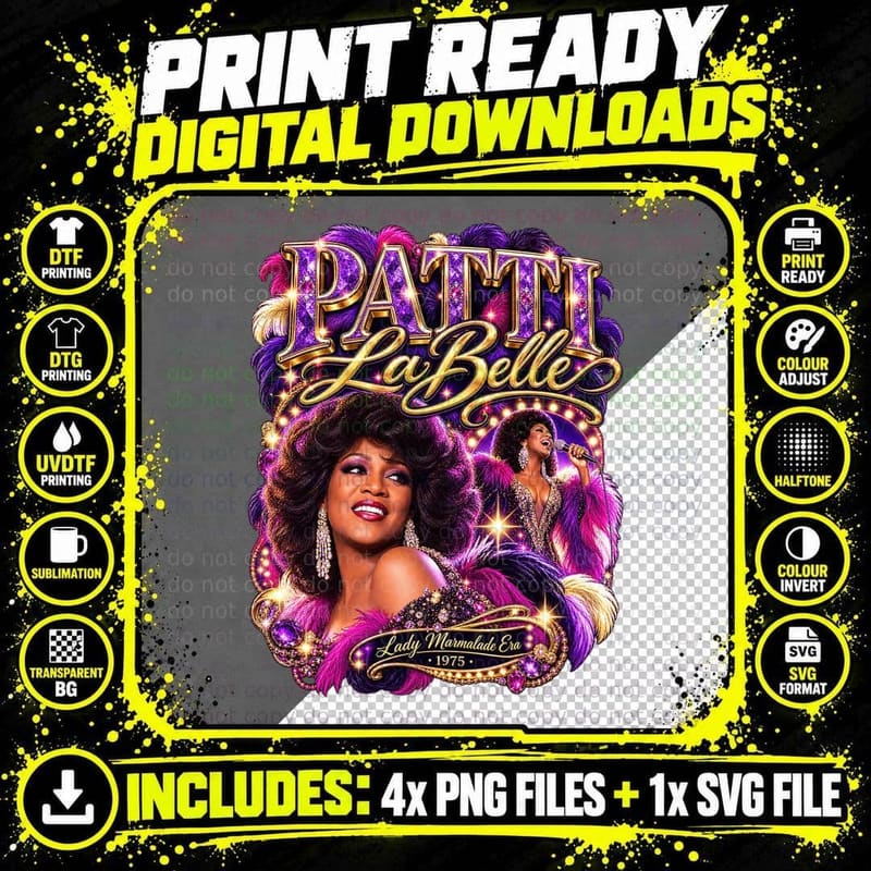 Patti Labelle Lady Marmalade Vintage Soul Disco Music Png SVG Digital Bundle