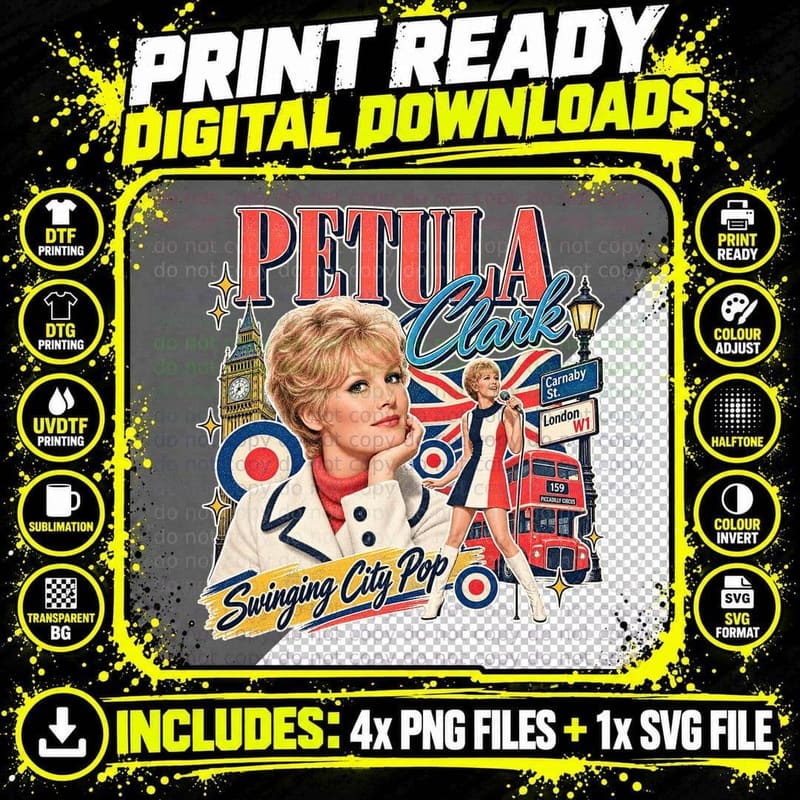 Petula Clark Swinging City Pop 1964 London Mod British Png SVG Digital Bundle
