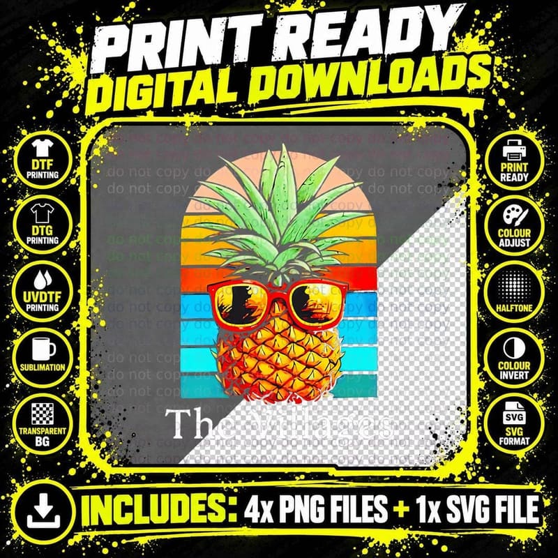 Pineapple the Villages Vintage T-Shirt Png SVG Digital Bundle