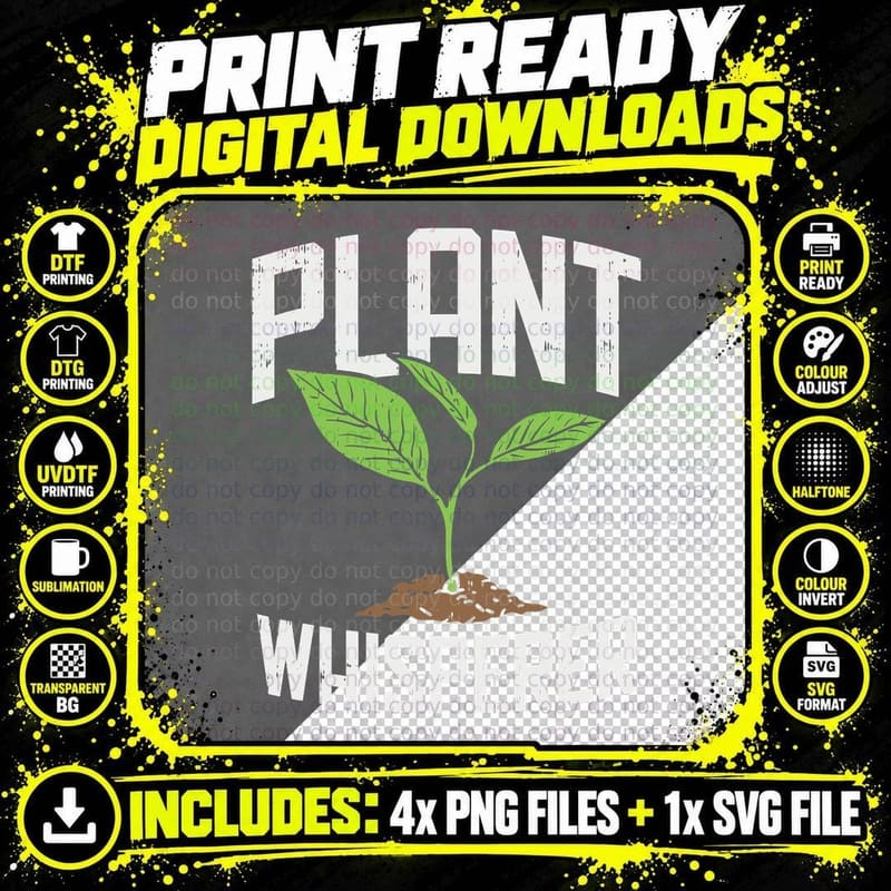 Plant Whisperer Distressed Bold Text Png SVG Digital Bundle