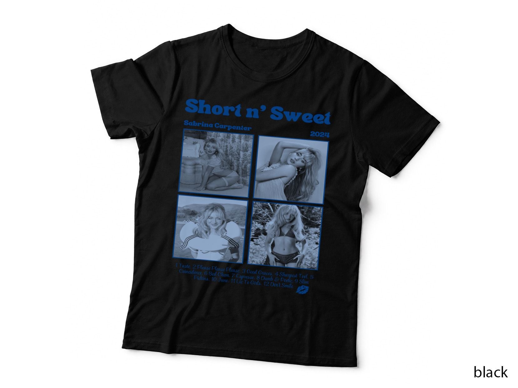 Pop Star Blue Photo Collage T-Shirt, Fan Art Grid, Retro Portrait