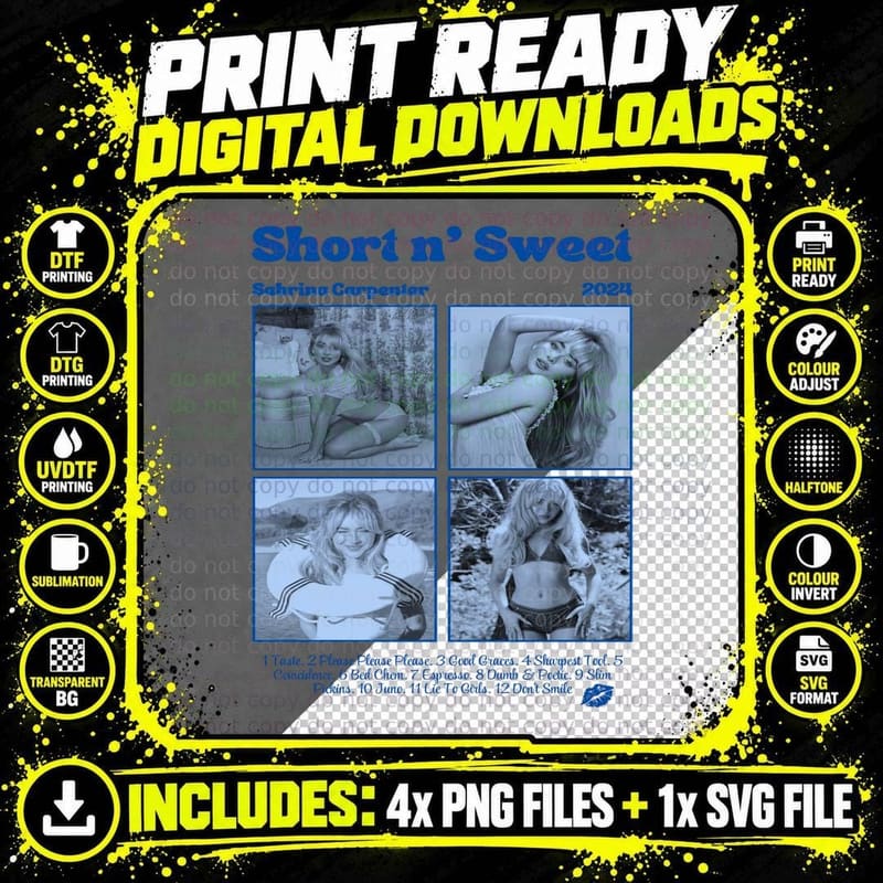 Pop Star Blue Photo Collage T-Shirt, Fan Art Grid Png SVG Digital Bundle