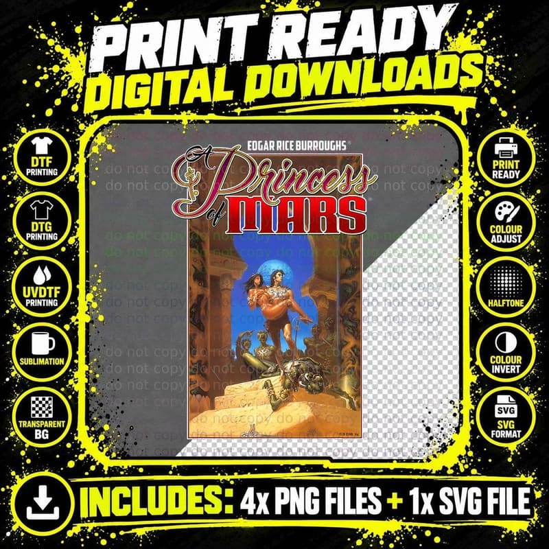 Princess of Mars T-Shirt, Sci-Fi Fantasy Png SVG Digital Bundle