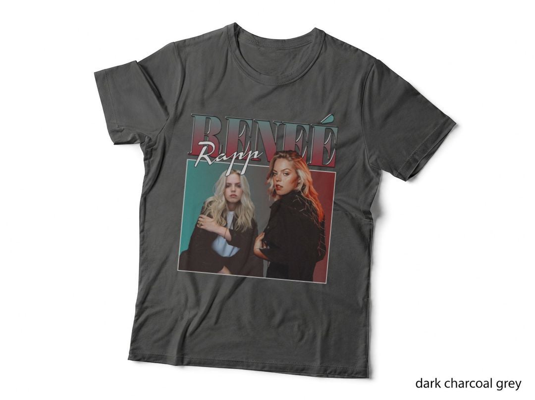 Renee Rapp Homage T-Shirt, 90S Retro Dual Photo, Chrome Gradient Fan Art