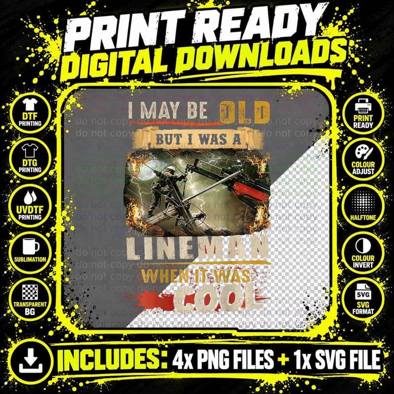 Retired Lineman Lineworker Power Lineman T-Shirt Png SVG Digital Bundle