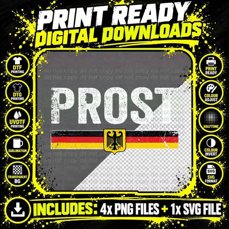 Retro Oktoberfest Men Women German Flag Prost T-Shirt Png SVG Digital Bundle