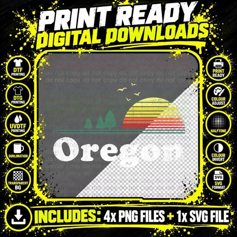 Retro Oregon State Oregon Home Souvenir Art T-Shirt Png SVG Digital Bundle