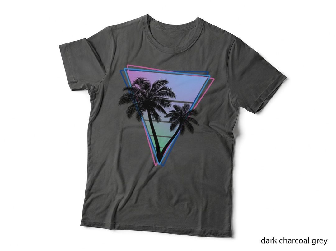 Retro Synthwave Triangle Palm Tree Silhouette 80s Vaporwave T-Shirt