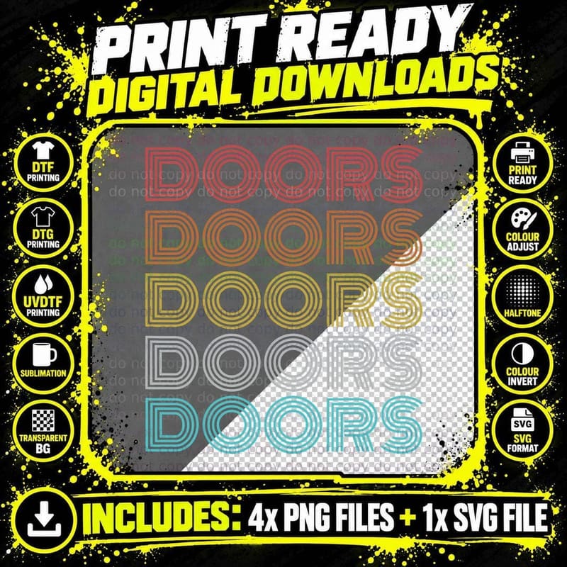 Retro Vintage Doors T-Shirt Png SVG Digital Bundle