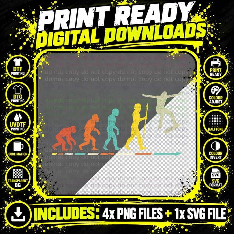 Retro Vintage Skateboard Skater T-Shirt Png SVG Digital Bundle
