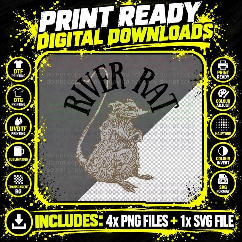River Rat T-Shirt, Vintage Style, Animal Lover Apparel Png SVG Digital Bundle