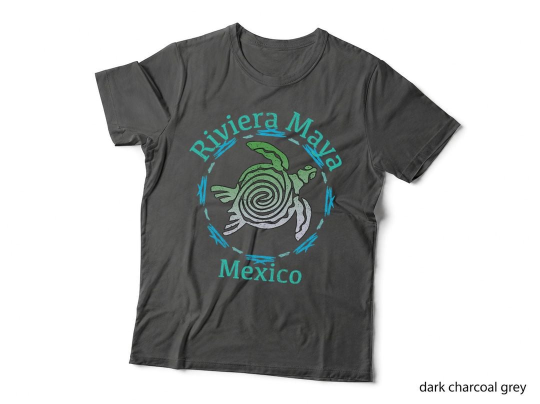 Riviera Maya Mexico Vintage Turtle T-Shirt, Tribal Print, Travel Gift