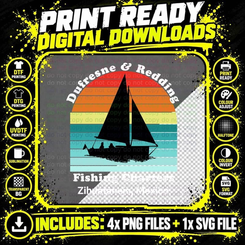 Sailing Sunset T-Shirt, Nautical Vintage Style Png SVG Digital Bundle