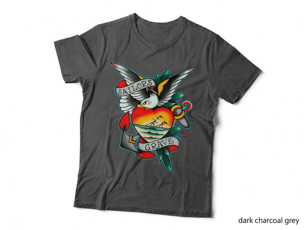 Sailor's Grave Vintage Tattoo T-Shirt, Sailor Style, Nautical Apparel