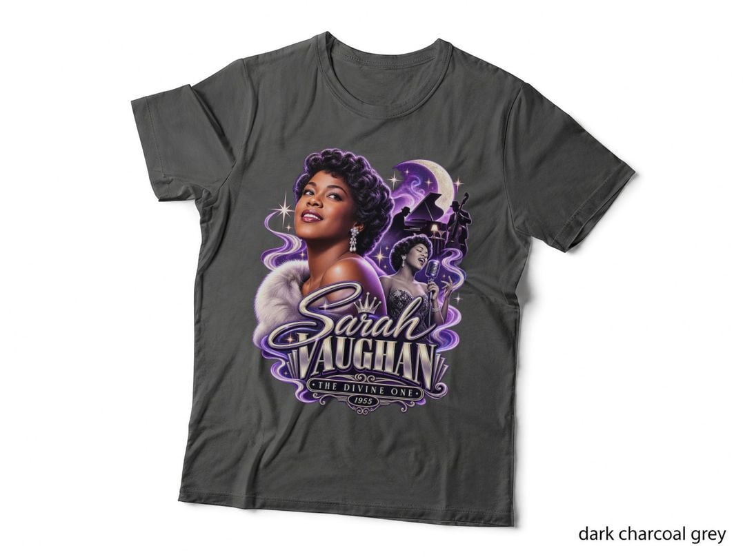 Sarah Vaughan the Divine One Vintage Jazz Singer Moon Art Deco Retro T-Shirt