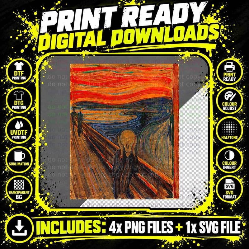 Scream by Munch Expressionist Painting T-Shirt Png SVG Digital Bundle