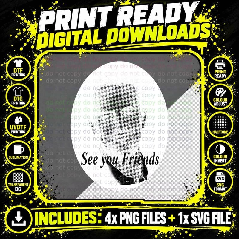 See You Friends T-Shirt, Retro Typography Png SVG Digital Bundle