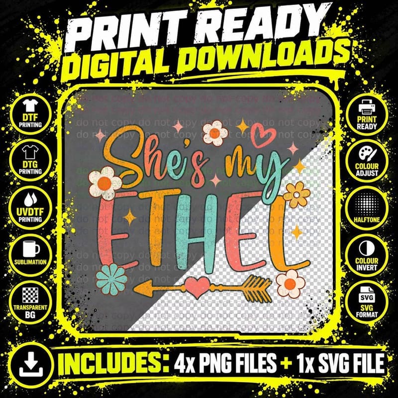 She My El Bestie Sweetie Bff Best Friend Groovy Matching Png SVG Digital Bundle