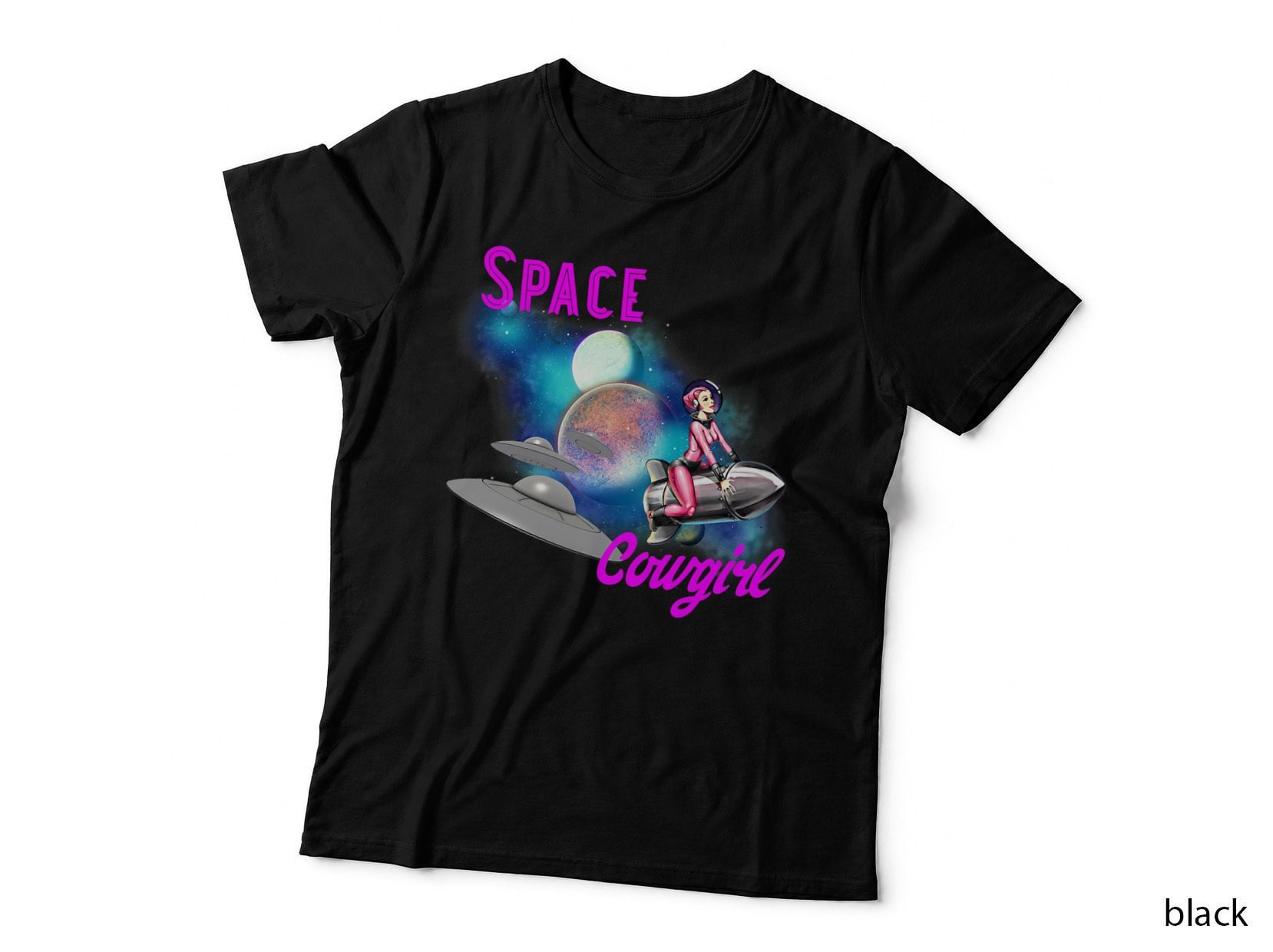 Space Cowgirl Outfit Aliens Retro 70s Costume for Top T-Shirt